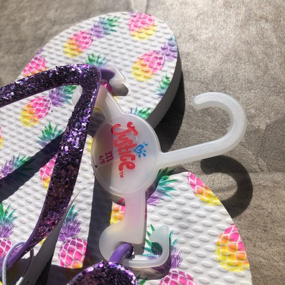 NWT Size 4/5 Kids Justice Glitter Flip Flop Shoes - Picture 2 of 2